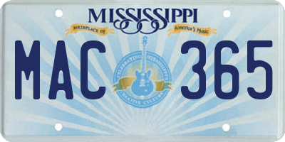 MS license plate MAC365
