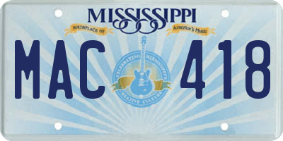 MS license plate MAC418