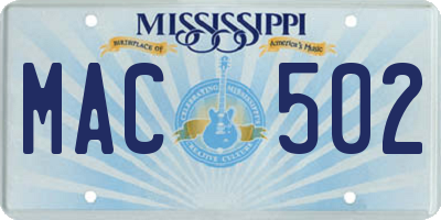 MS license plate MAC502