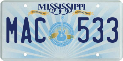 MS license plate MAC533