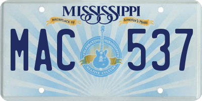 MS license plate MAC537
