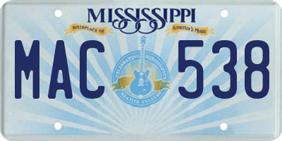MS license plate MAC538