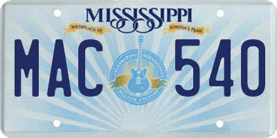 MS license plate MAC540