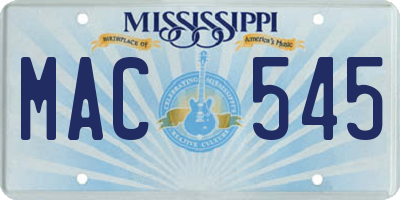 MS license plate MAC545