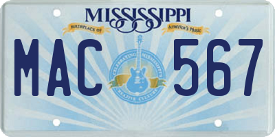 MS license plate MAC567