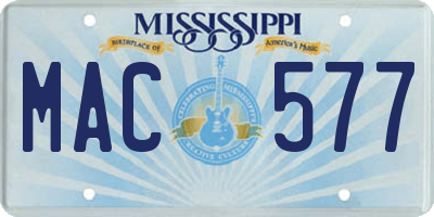 MS license plate MAC577