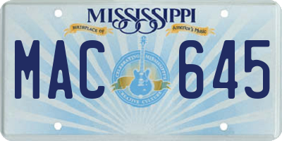 MS license plate MAC645