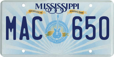 MS license plate MAC650