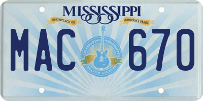 MS license plate MAC670