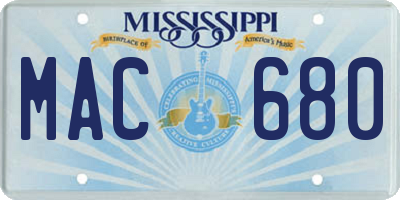MS license plate MAC680