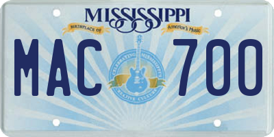 MS license plate MAC700