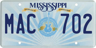 MS license plate MAC702