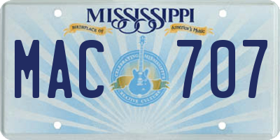 MS license plate MAC707