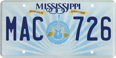 MS license plate MAC726