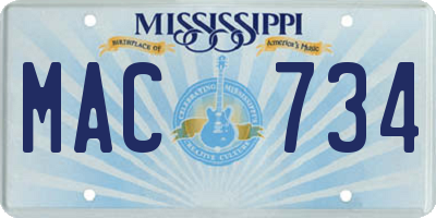 MS license plate MAC734