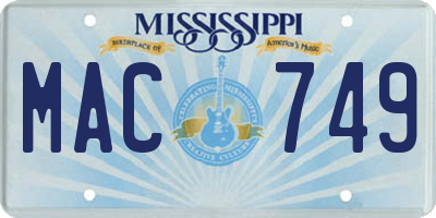 MS license plate MAC749