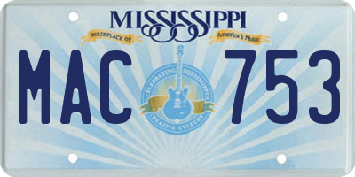 MS license plate MAC753