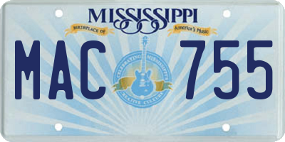 MS license plate MAC755
