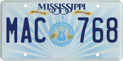 MS license plate MAC768