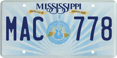 MS license plate MAC778