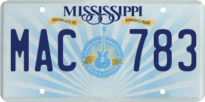 MS license plate MAC783