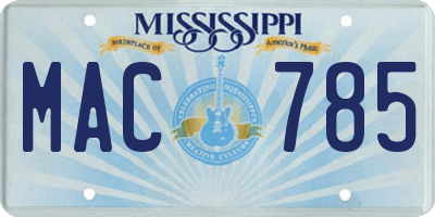 MS license plate MAC785
