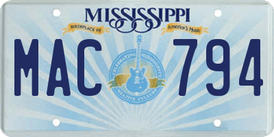 MS license plate MAC794