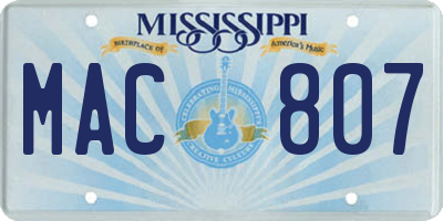 MS license plate MAC807
