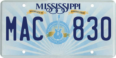 MS license plate MAC830
