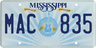 MS license plate MAC835