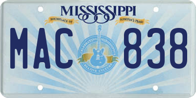 MS license plate MAC838