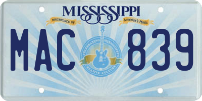 MS license plate MAC839