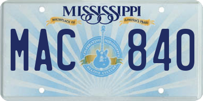 MS license plate MAC840