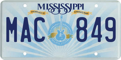 MS license plate MAC849