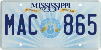 MS license plate MAC865
