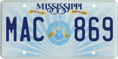 MS license plate MAC869