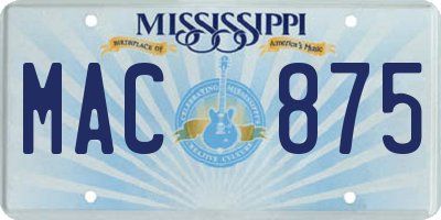 MS license plate MAC875