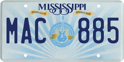 MS license plate MAC885