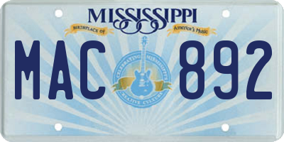 MS license plate MAC892