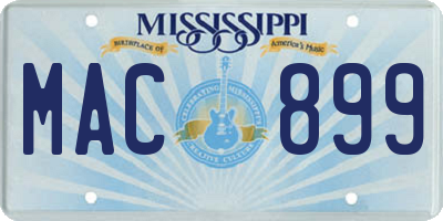 MS license plate MAC899