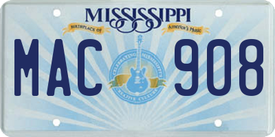 MS license plate MAC908