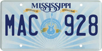MS license plate MAC928