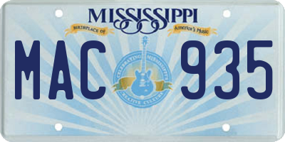 MS license plate MAC935