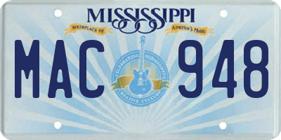 MS license plate MAC948