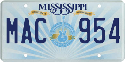 MS license plate MAC954