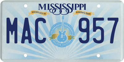 MS license plate MAC957