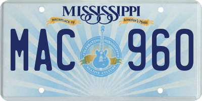 MS license plate MAC960