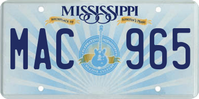 MS license plate MAC965