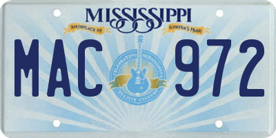 MS license plate MAC972