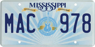 MS license plate MAC978
